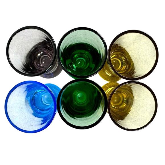 MCM Multicolor Weighted Shot Glasses 3" Tall-Set of 6-Excellent Condition! - Picture 6 of 7